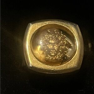 Gianni Versace vintage gold plated Medusa ring adjustable